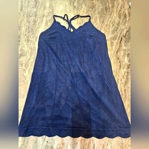 Alythea Navy Scallop Hem Cami Tunic Dress Women’s Small Strappy Back Lined